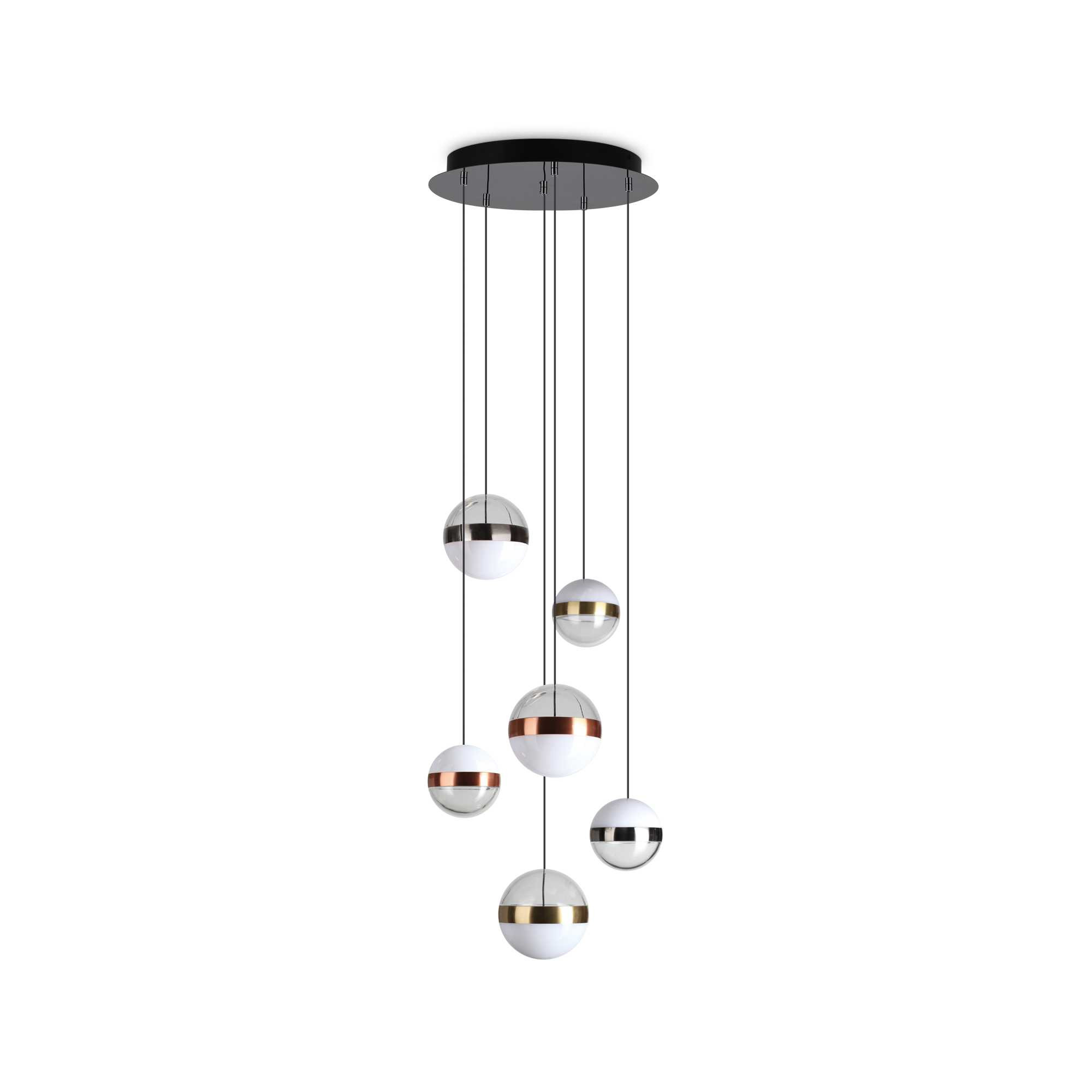 Suspension Galaxy en métal finition nickel noir brillant - Ideal Lux