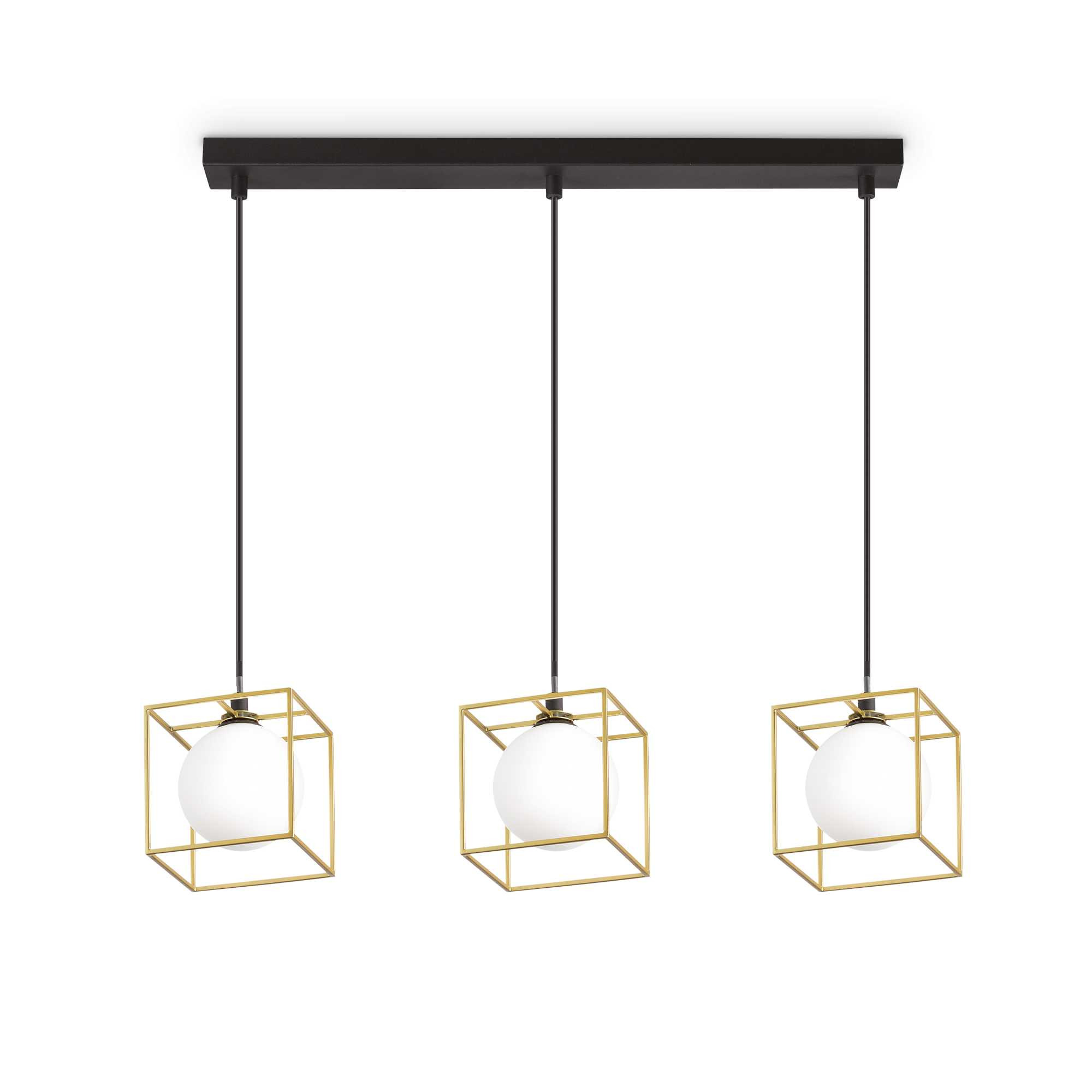 Suspension Lingotto en métal avec lampe en verre blanc soufflé - Ideal Lux Suspension Lingotto en métal avec lampe en verre blanc soufflé - Ideal Lux