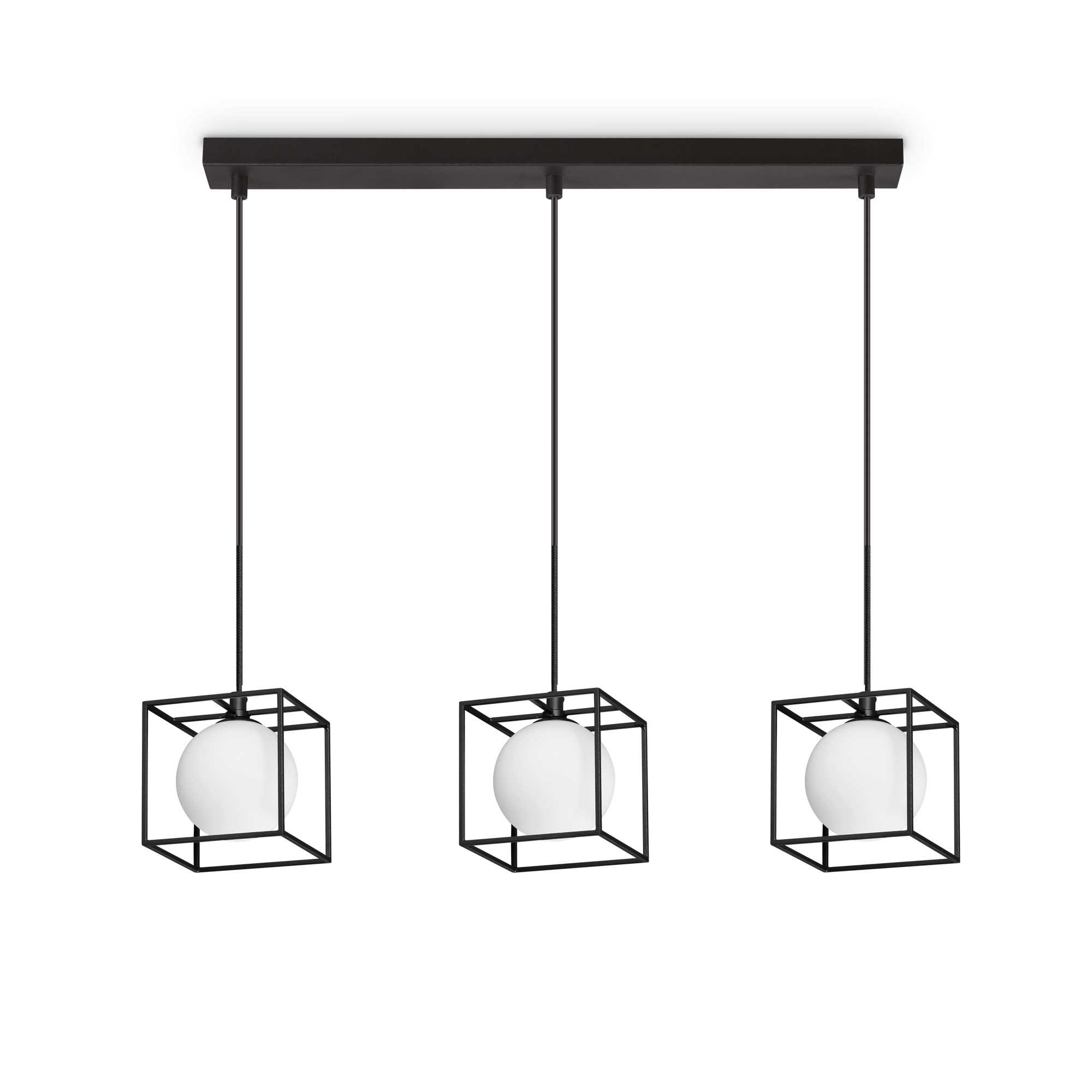 Suspension Lingotto en métal avec lampe en verre blanc soufflé - Ideal Lux Suspension Lingotto en métal avec lampe en verre blanc soufflé - Ideal Lux