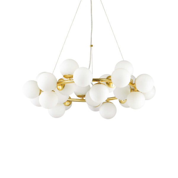 Suspension DNA en métal doré avec 25 lampes en verre soufflé - Ideal Lux