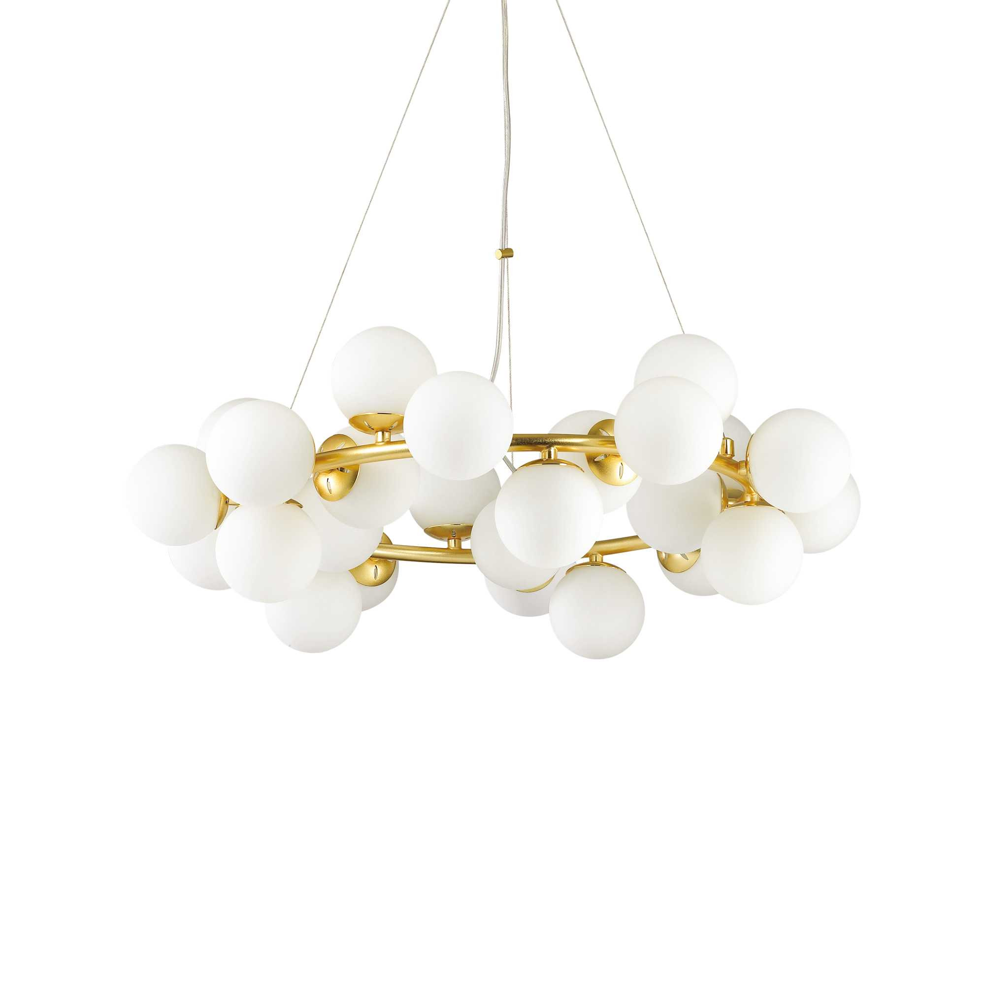 Suspension DNA en métal doré avec 25 lampes en verre soufflé - Ideal Lux