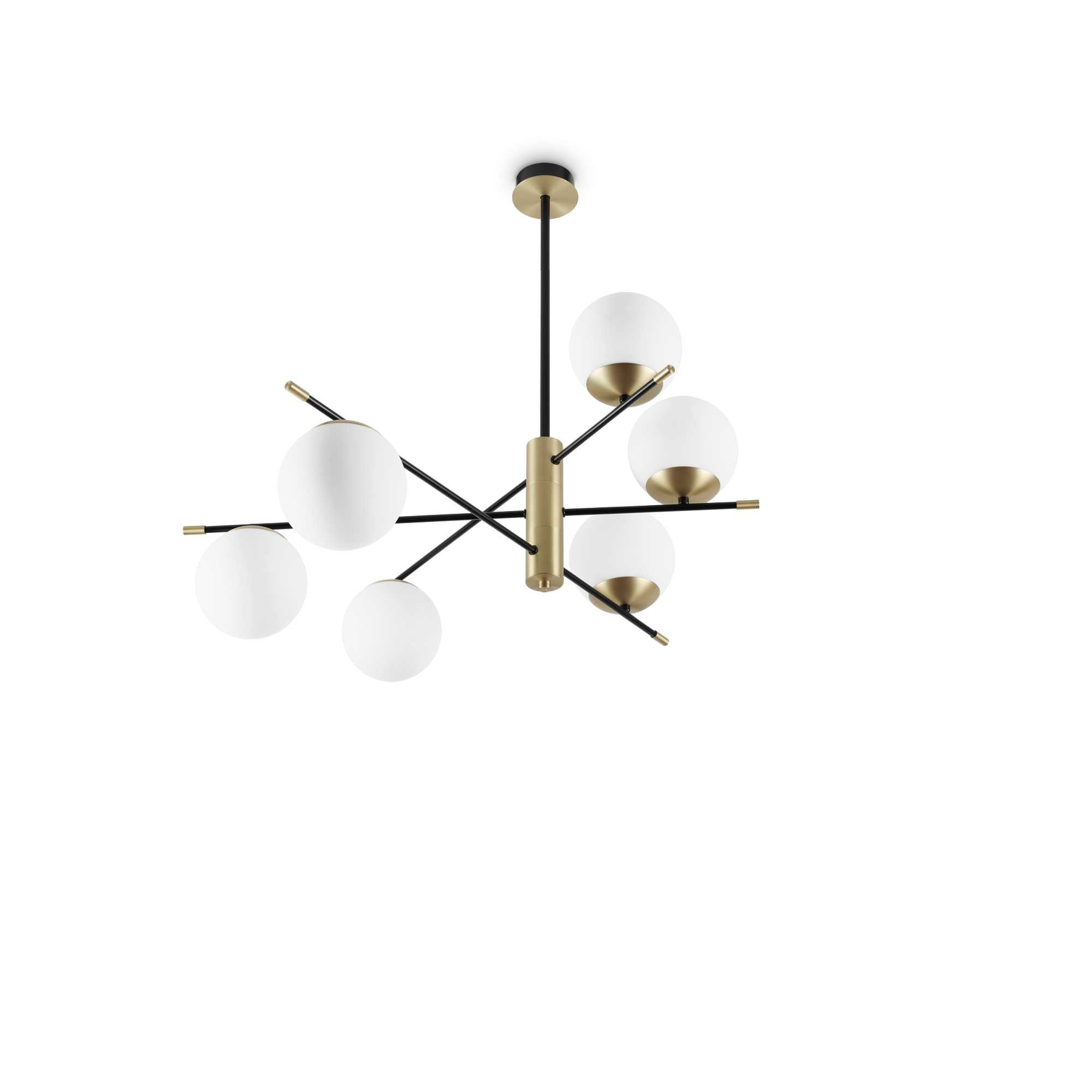Suspension Gourmet en métal avec finition noire et laiton satiné - Ideal Lux