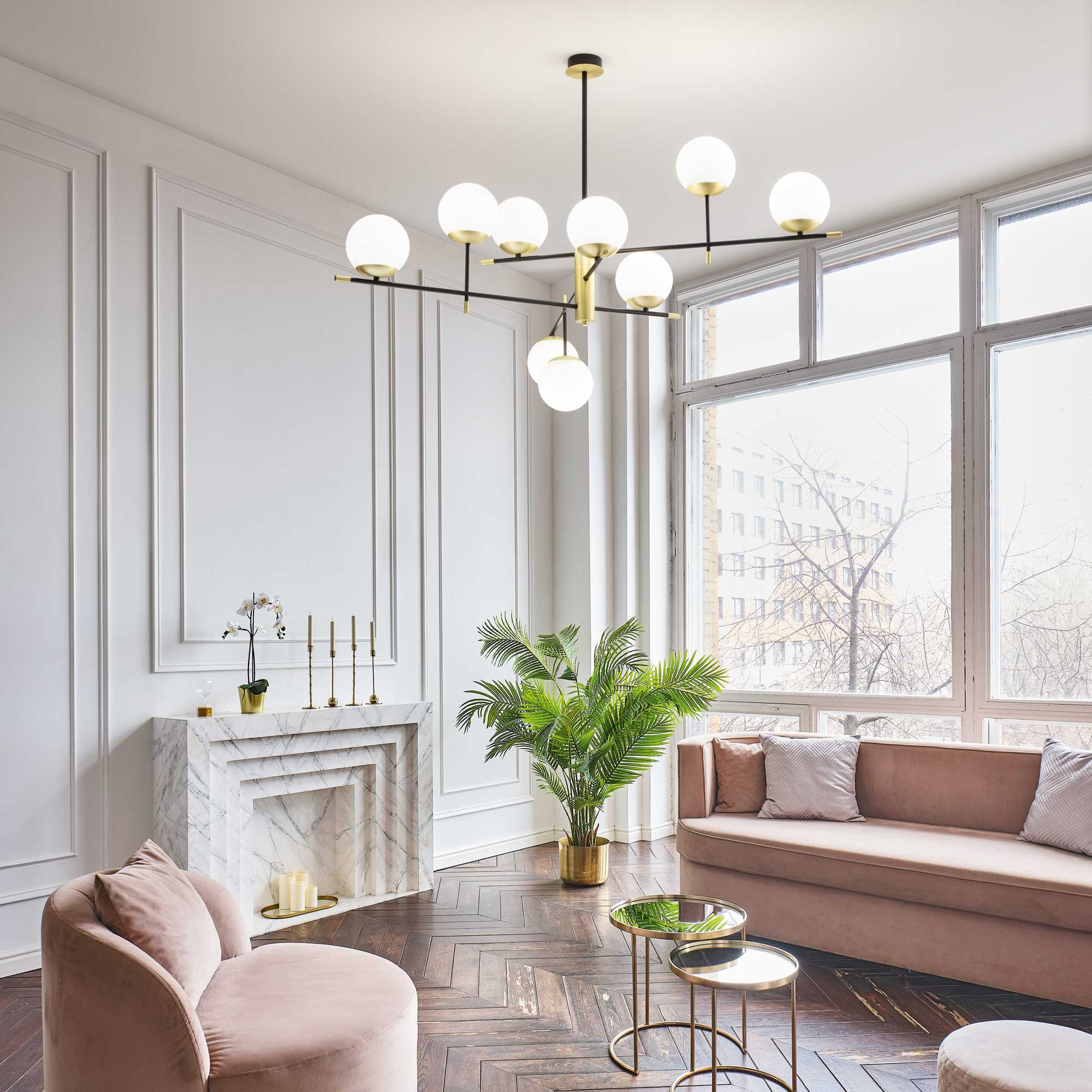Suspension Gourmet en métal avec finition noire et laiton satiné - Ideal Lux Suspension Gourmet en métal avec finition noire et laiton satiné - Ideal Lux