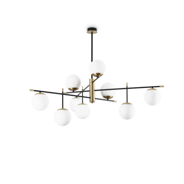 Suspension Gourmet en métal avec finition noire et laiton satiné - Ideal Lux