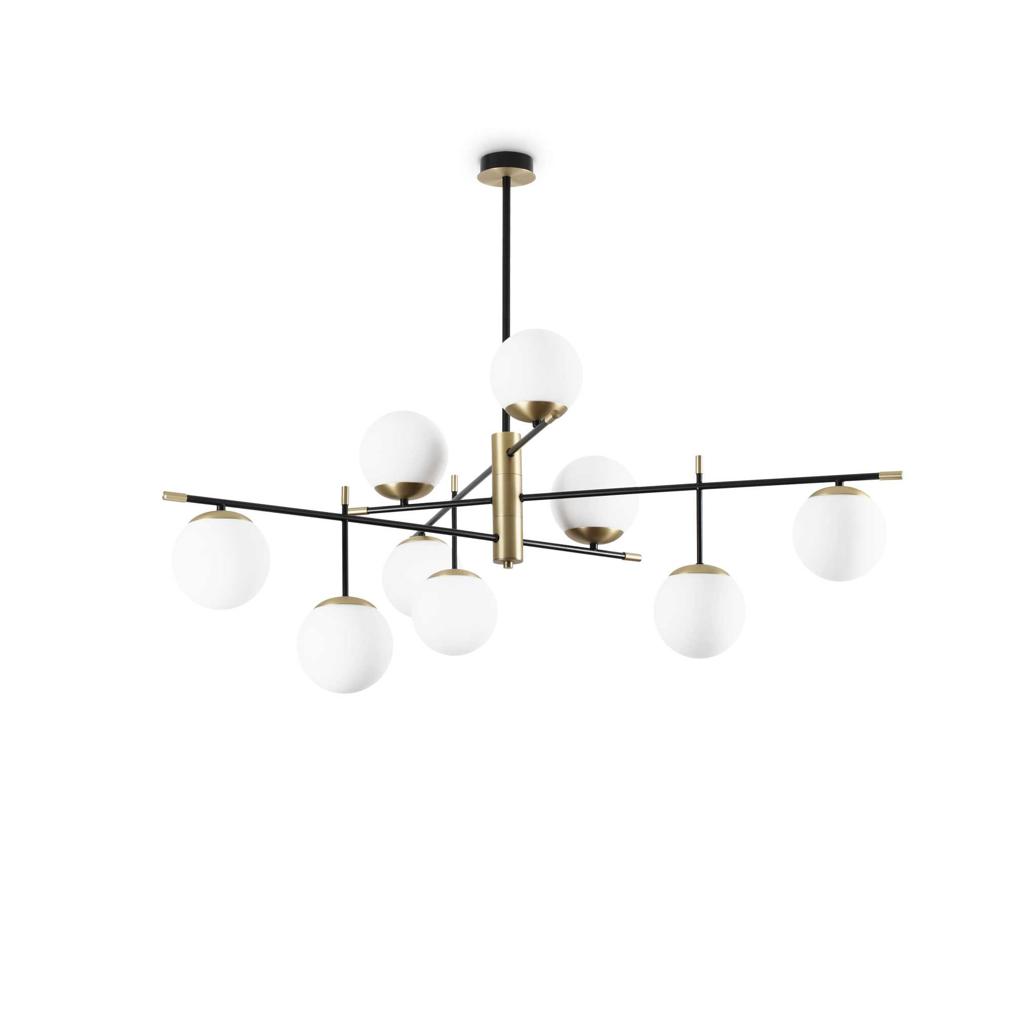 Suspension Gourmet en métal avec finition noire et laiton satiné - Ideal Lux