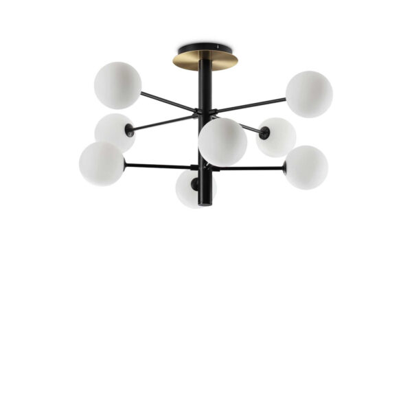 Plafonnier Cosmopolitan en métal et verre soufflé au design contemporain- Ideal Lux
