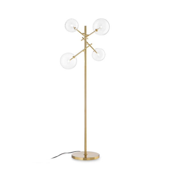 Lampadaire Equinoxe en métal avec des diffuseurs en verre soufflé transparent - Ideal Lux