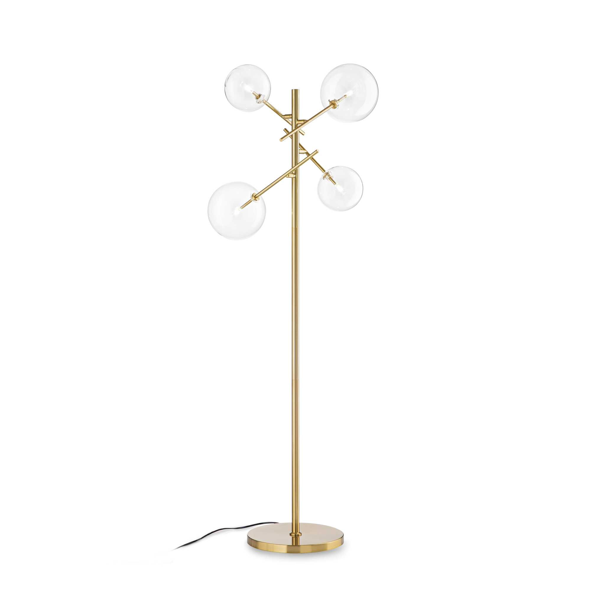 Lampadaire Equinoxe en métal avec des diffuseurs en verre soufflé transparent - Ideal Lux