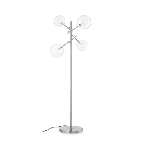 Lampadaire Equinoxe en métal avec des diffuseurs en verre soufflé transparent - Ideal Lux