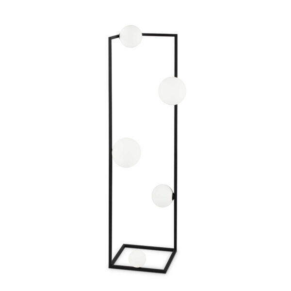 Lampadaire Angolo en métal avec des diffuseurs en verre soufflé transparent - Ideal Lux
