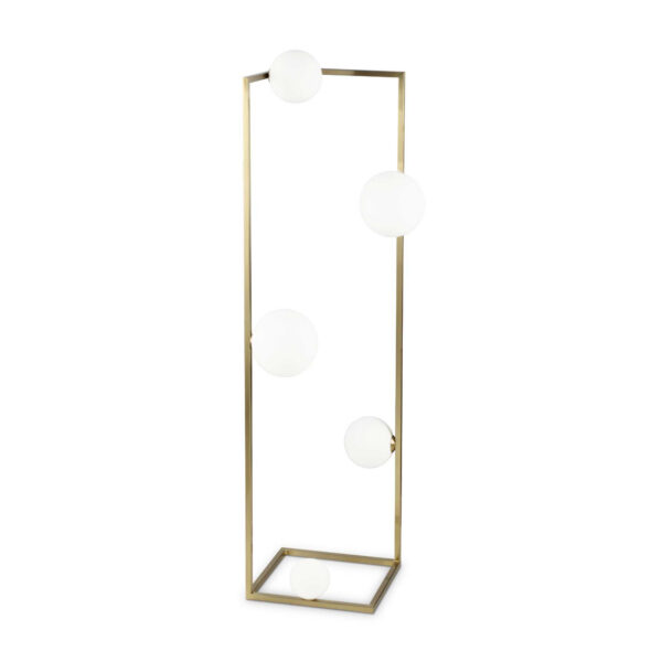 Lampadaire Angolo en métal avec des diffuseurs en verre soufflé transparent - Ideal Lux