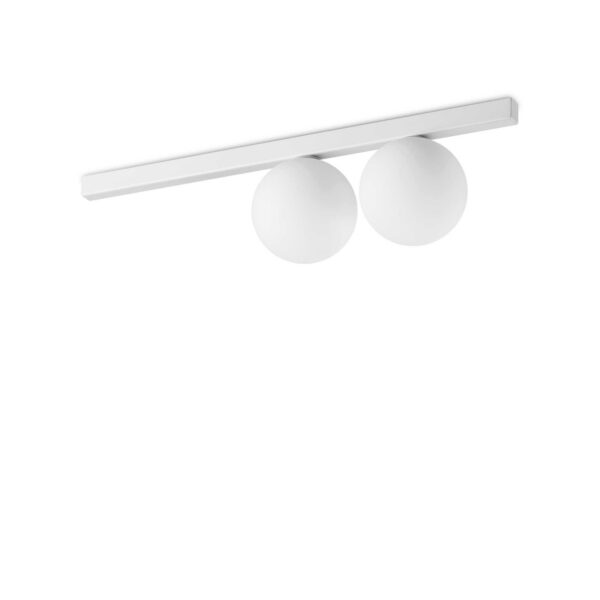 Plafonnier Binomio en métal avec diffuseurs en verre soufflé blanc acidifié - Ideal Lux