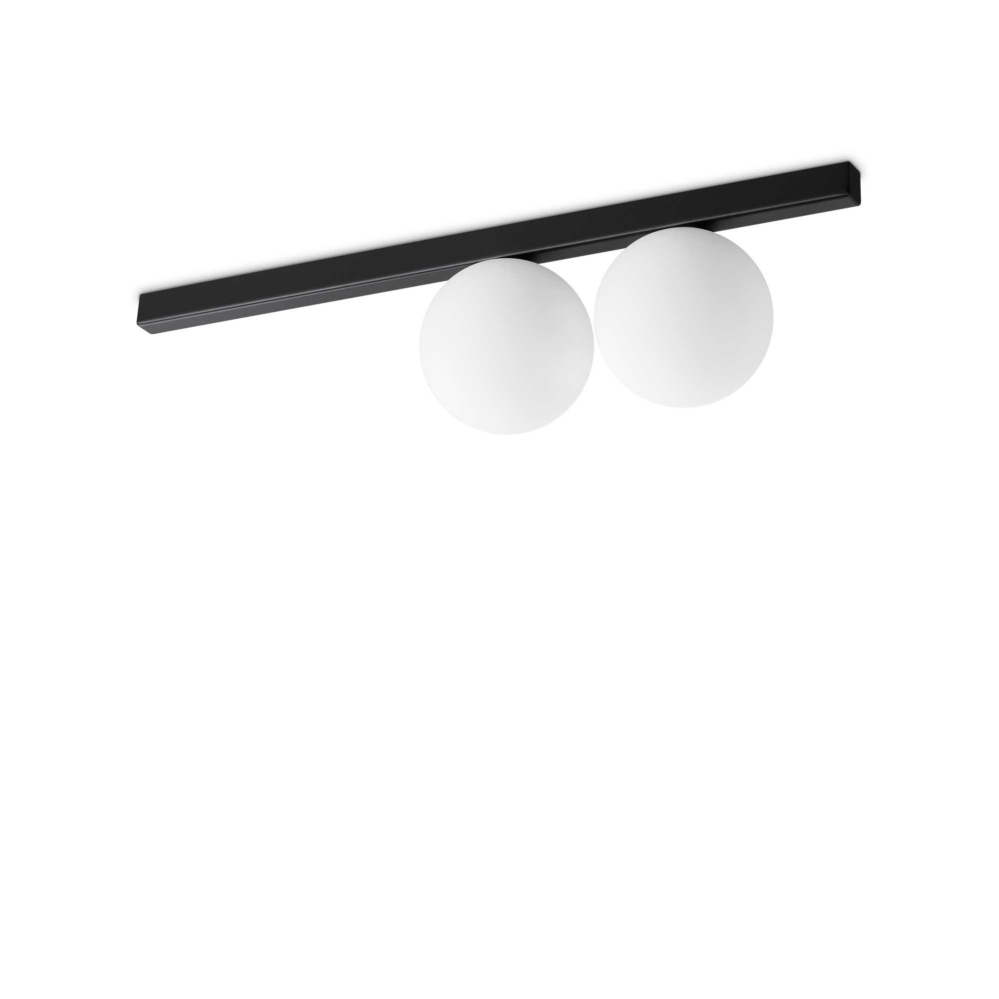 Plafonnier Binomio en métal avec diffuseurs en verre soufflé blanc acidifié - Ideal Lux