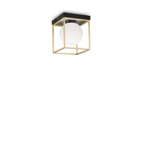 Plafonnier Lingotto en métal avec verre blanc soufflé - Ideal Lux