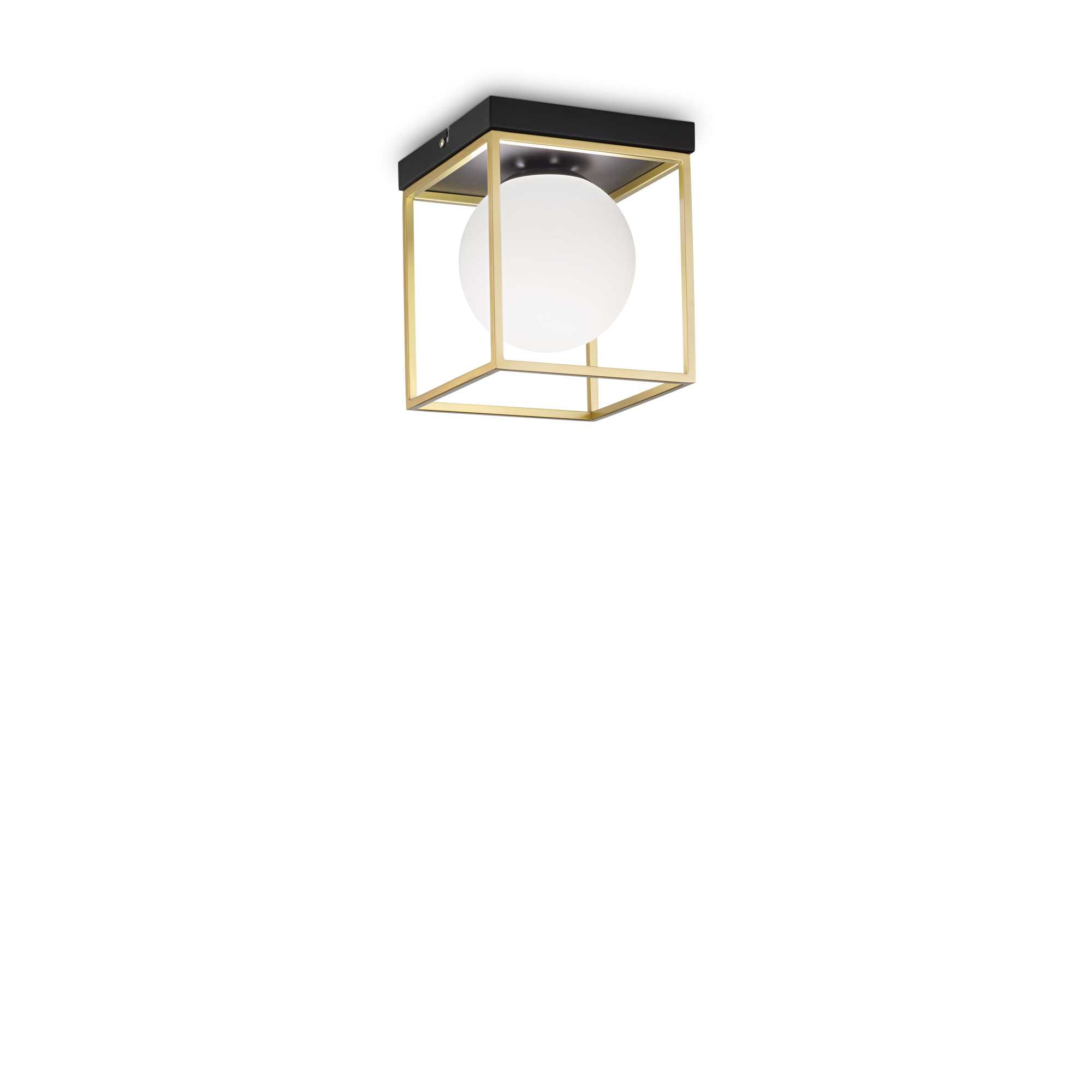 Plafonnier Lingotto en métal avec verre blanc soufflé - Ideal Lux