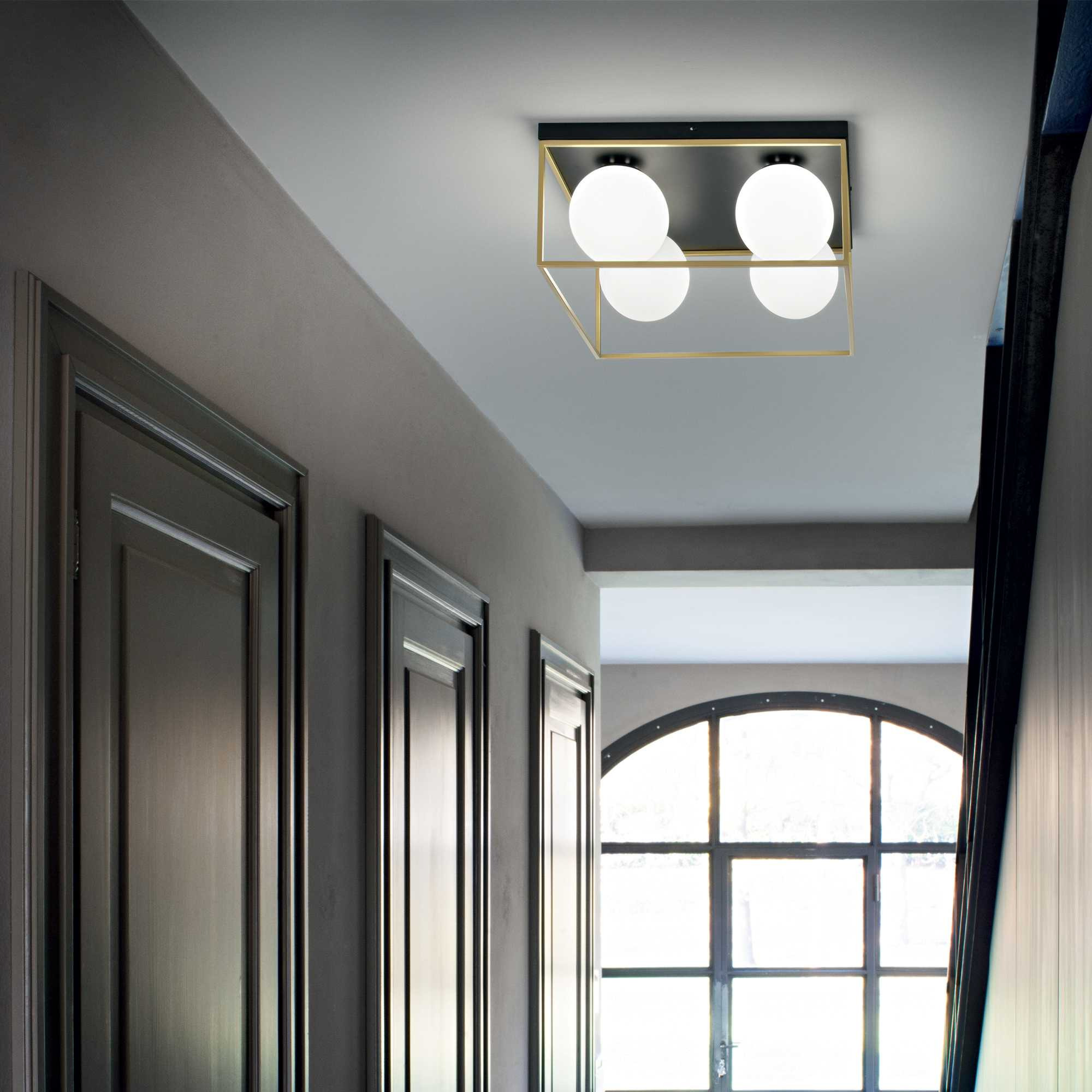 Plafonnier Lingotto en métal avec verre blanc soufflé - Ideal Lux Plafonnier Lingotto en métal avec verre blanc soufflé - Ideal Lux