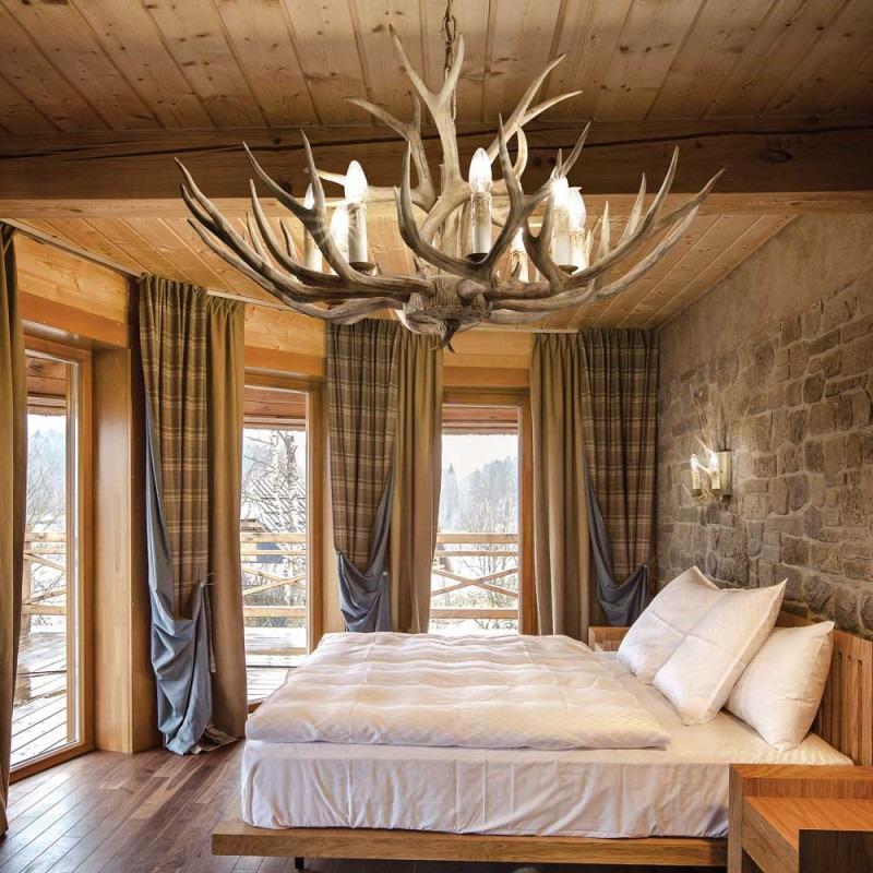 Suspension Chalet luxe montage en métal et résine au design nature - Ideal Lux Suspension Chalet luxe montage en métal et résine au design nature - Ideal Lux