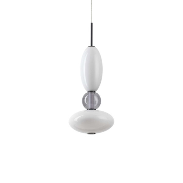 Suspension Lumiere monture en métal avec des diffuseurs en verre soufflé au design contemporain - Ideal Lux