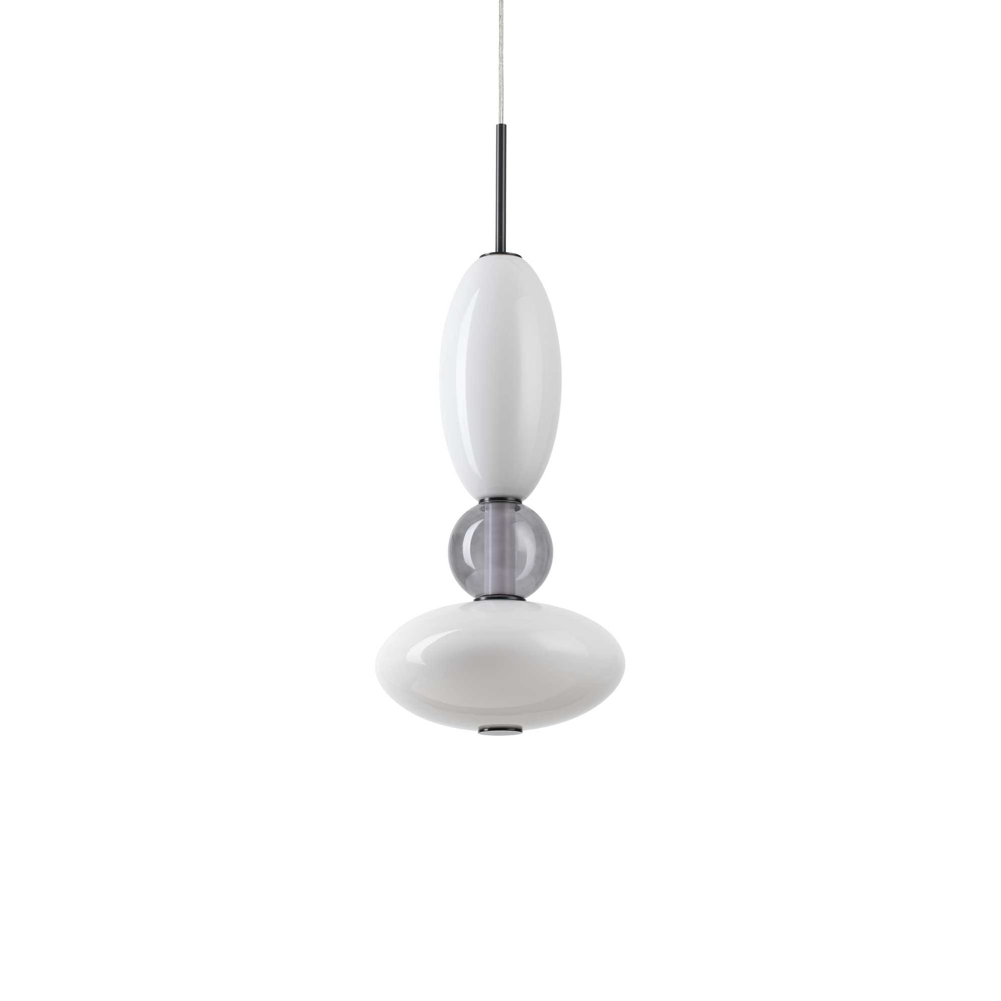 Suspension Lumiere monture en métal avec des diffuseurs en verre soufflé au design contemporain - Ideal Lux