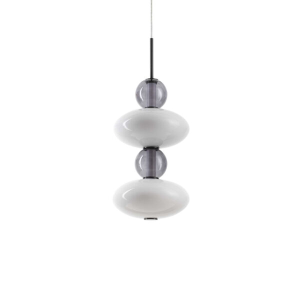 Suspension Lumiere monture en métal avec des diffuseurs en verre soufflé au design contemporain - Ideal Lux