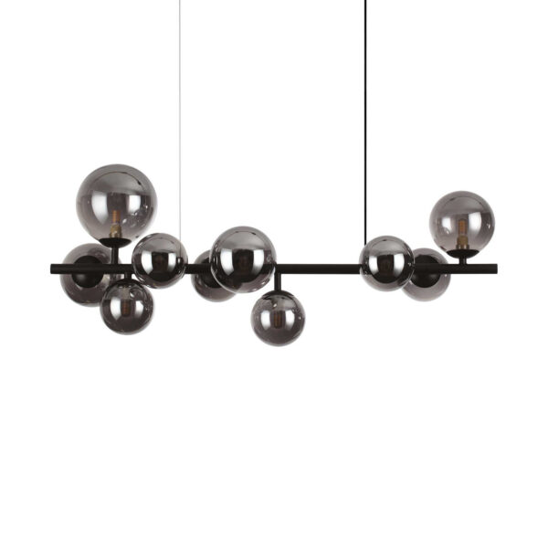 Suspension Perlage linéaire en métal avec des diffuseurs en verre soufflé - Ideal Lux