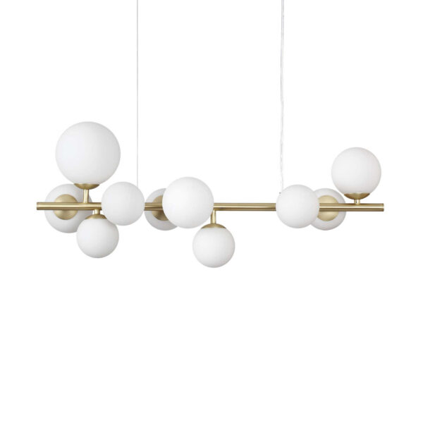 Suspension Perlage linéaire en métal avec des diffuseurs en verre soufflé - Ideal Lux