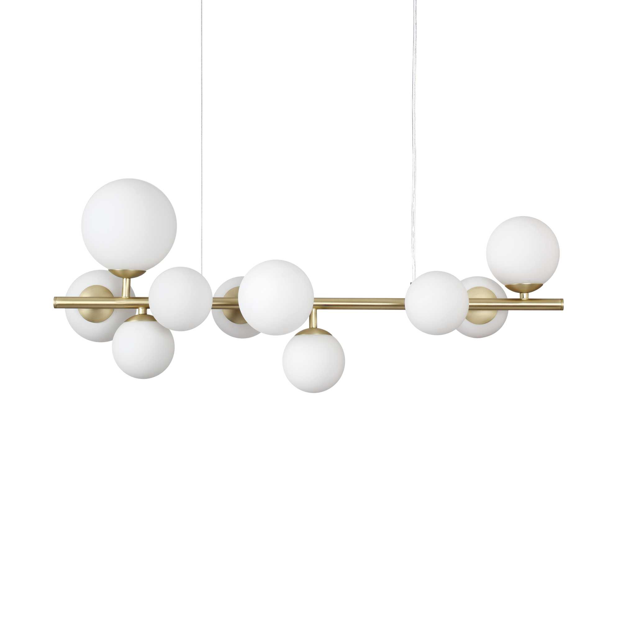 Suspension Perlage linéaire en métal avec des diffuseurs en verre soufflé - Ideal Lux
