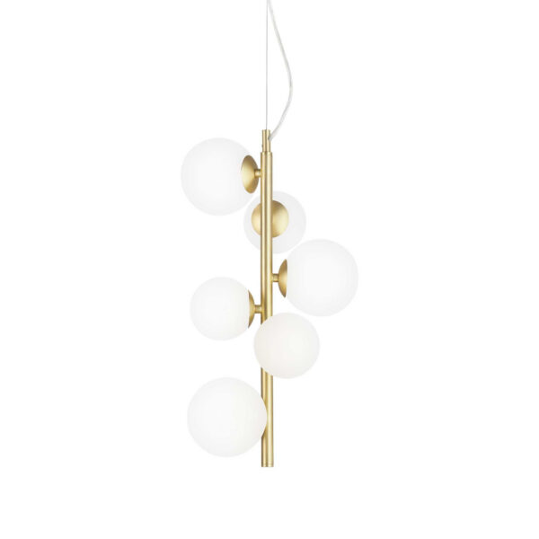 Suspension Perlage verticale en métal avec des diffuseurs en verre soufflé - Ideal Lux