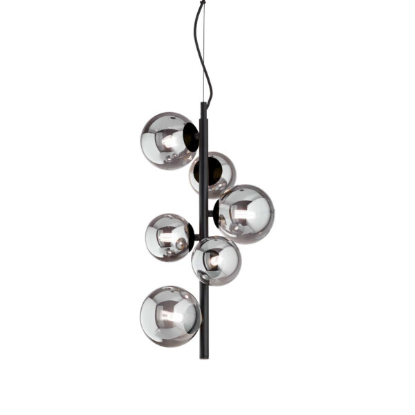 Suspension Perlage verticale en métal avec des diffuseurs en verre soufflé - Ideal Lux