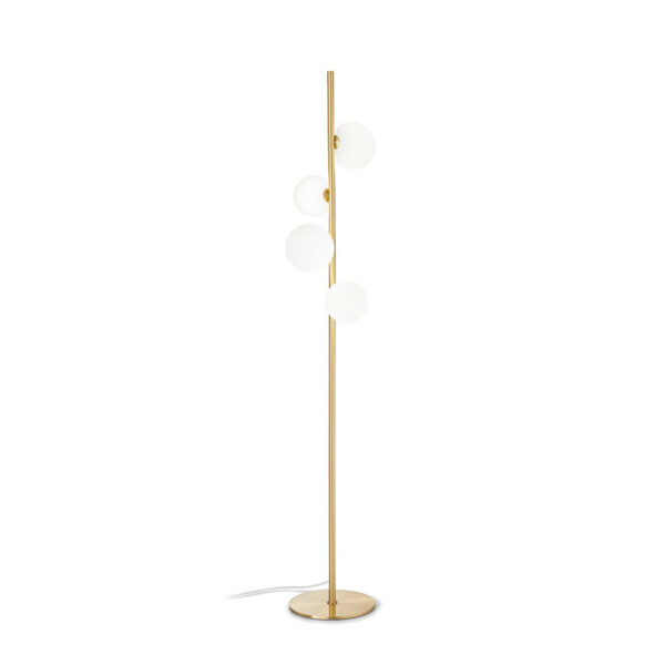 Lampadaire Perlage en métal avec des diffuseurs en verre soufflé au design contemporain - Ideal Lux
