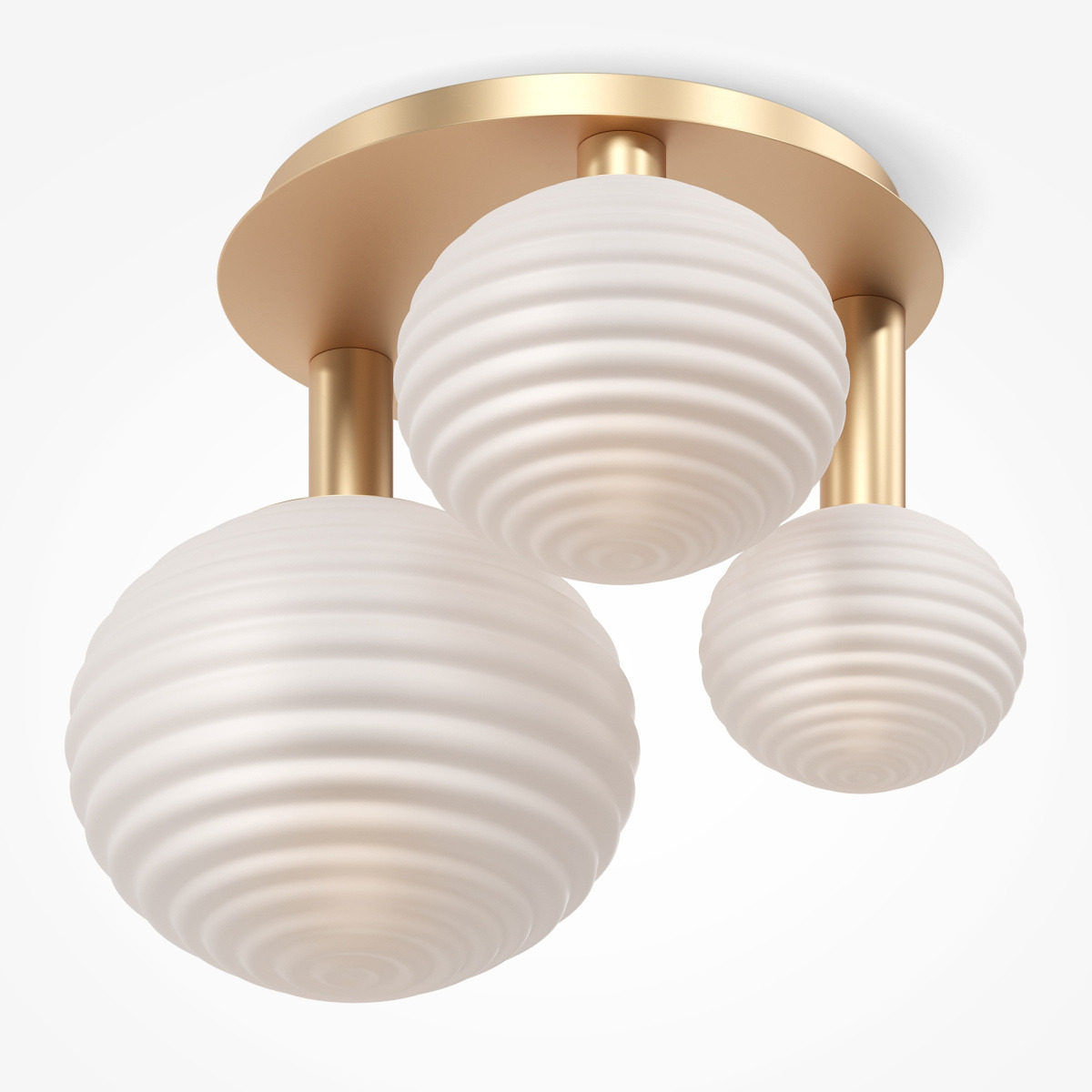 Plafonnier Reels avec base en métal et diffuseur en verre ronds au design contemporain par Maytoni Plafonnier Reels avec base en métal et diffuseur en verre ronds au design contemporain par Maytoni