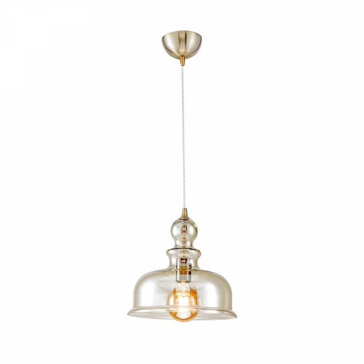 Suspension Tone en métal avec Lampe en dôme en verre soufflé de couleur ambre au design contemporain par Maytoni