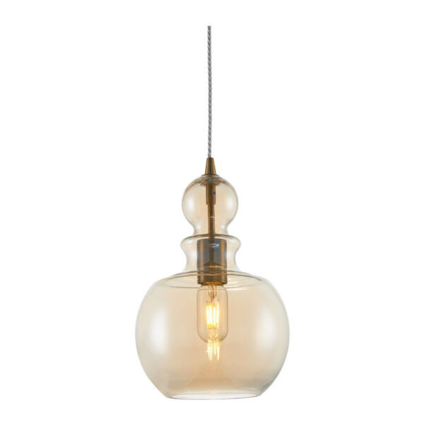 Suspension Tone 2 en métal avec lampe en dôme en verre soufflé de couleur ambre au design contemporain par Maytoni