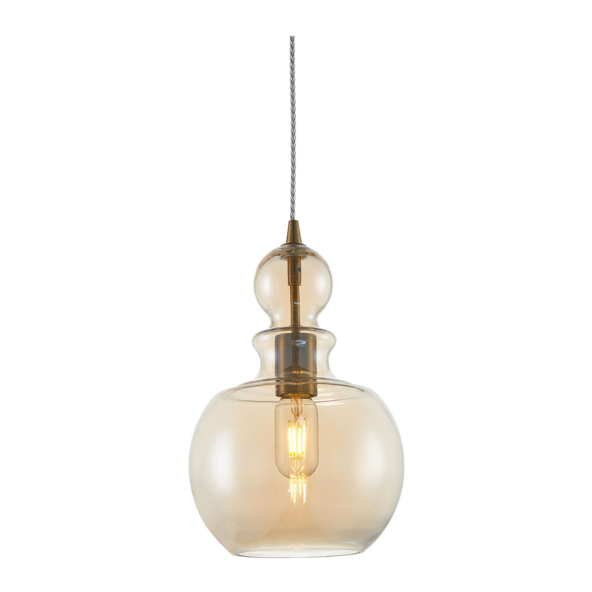 Suspension Tone 2 en métal avec lampe en dôme en verre soufflé de couleur ambre au design contemporain par Maytoni