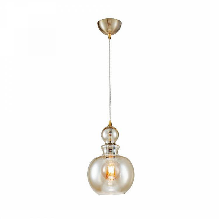 Supension Tone 2 en métal avec lampe en dôme en verre soufflé de couleur ambre au design contemporain par Maytoni