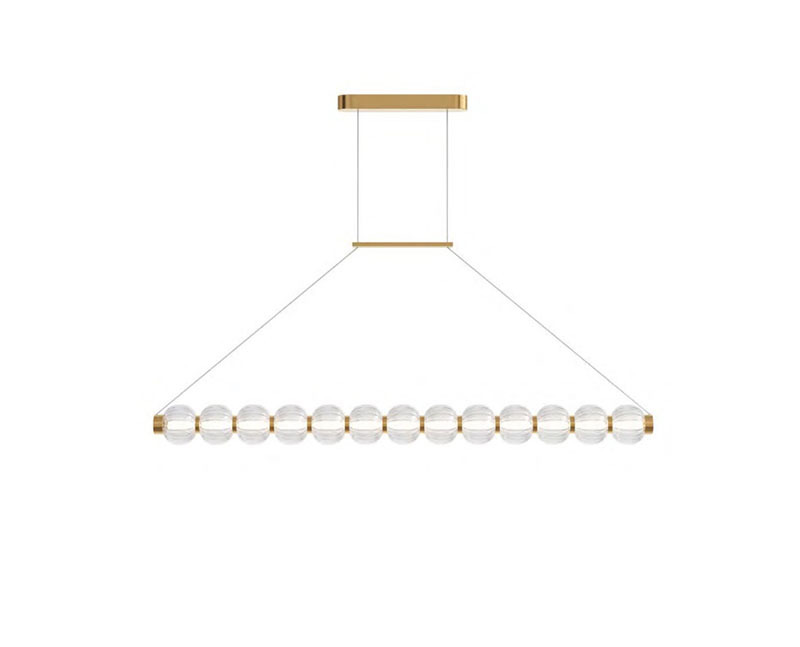 Suspension Amulet Linéaire avec armature en métal doré et diffuseur en verre coulé gaufré au design contemporain par Maytoni
