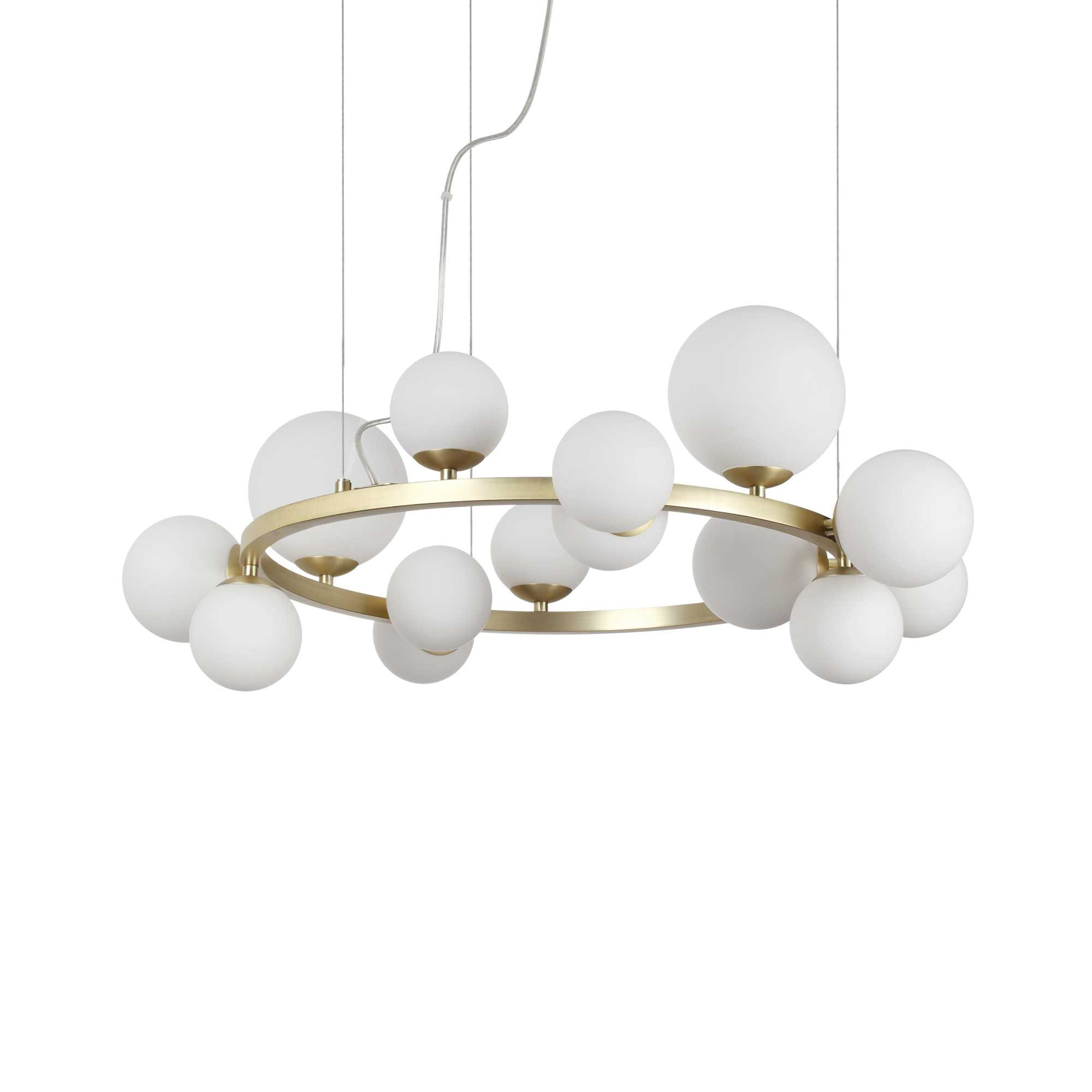 Suspension Perlage ronde en métal avec des diffuseurs en verre soufflé - Ideal Lux Suspension Perlage ronde en métal avec des diffuseurs en verre soufflé - Ideal Lux