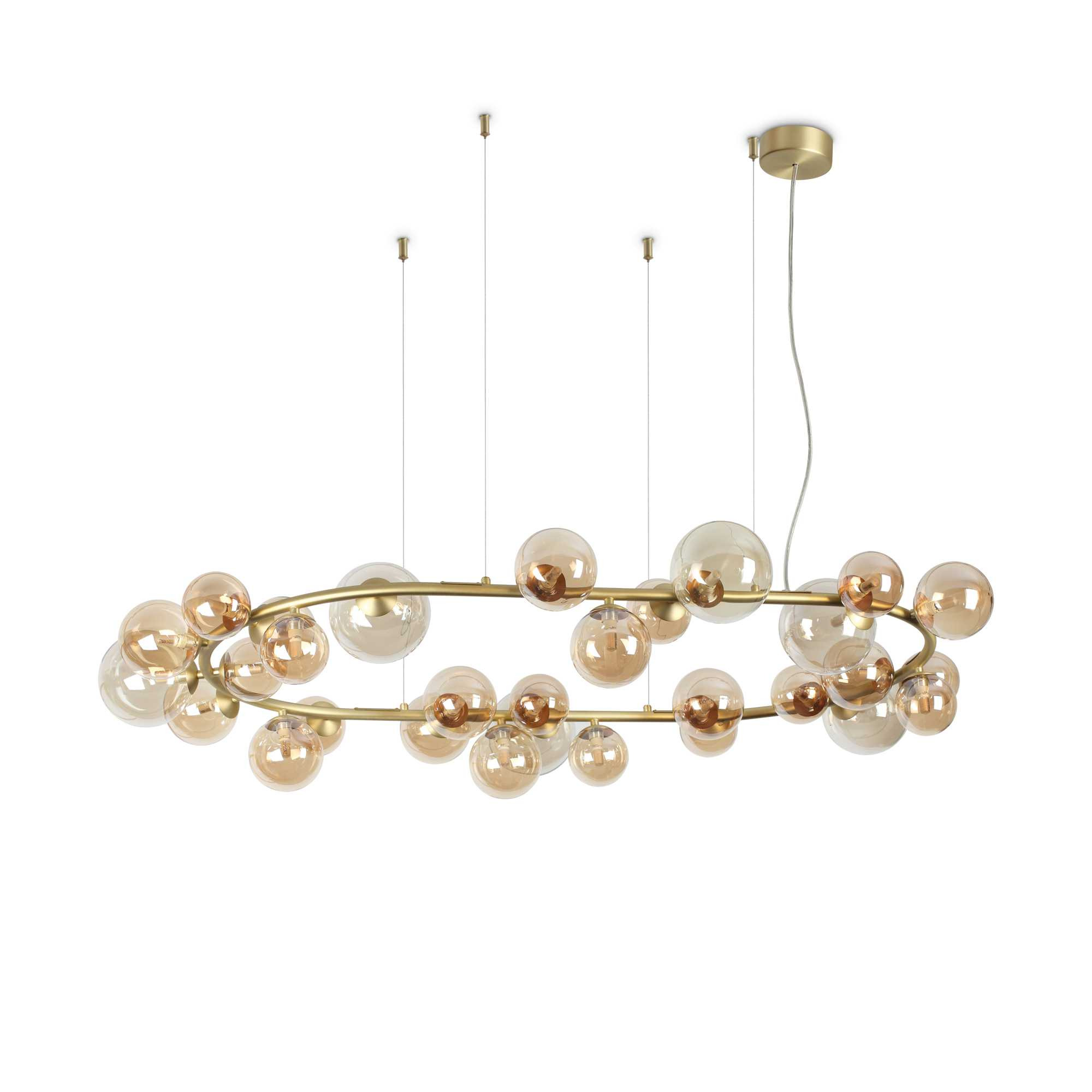 Suspension Perlage ronde en métal avec des diffuseurs en verre soufflé - Ideal Lux Suspension Perlage ronde en métal avec des diffuseurs en verre soufflé - Ideal Lux