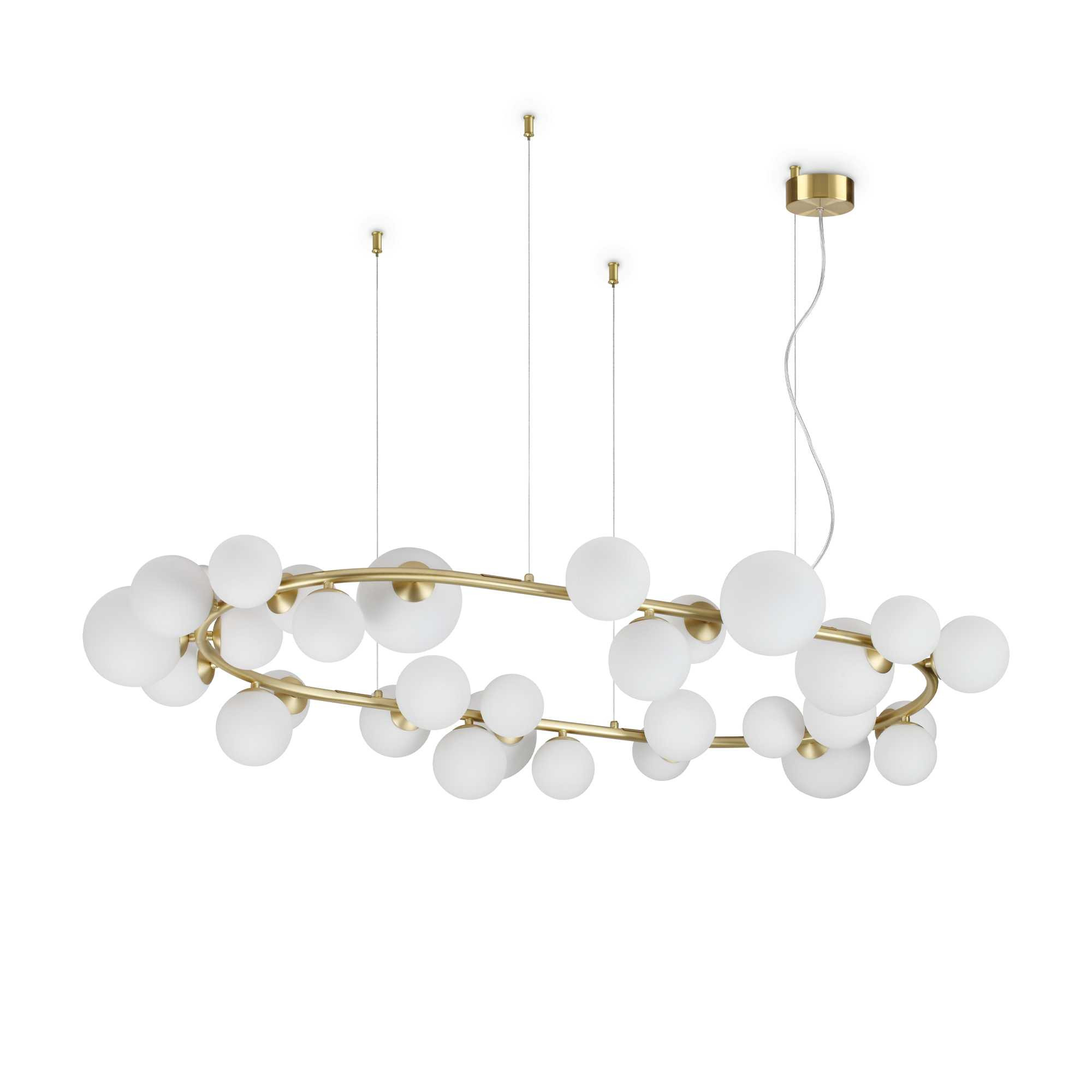 Suspension Perlage ronde en métal avec des diffuseurs en verre soufflé - Ideal Lux Suspension Perlage ronde en métal avec des diffuseurs en verre soufflé - Ideal Lux