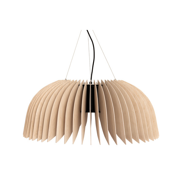 Suspension Verna avec base en métal et abat-jour en contreplaqué de bouleau au design contemporain par Pilke Lights Suspension Verna avec base en métal et abat-jour en contreplaqué de bouleau au design contemporain par Pilke Lights