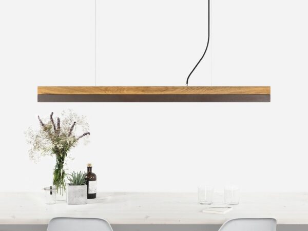 Suspension Design C1o Rectangular bois en chêne massif et acier rouillé
