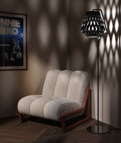 Lampadaire Signature à abat-jour en forme de cône de pin et en contreplaqué de bouleau au design contemporain par Pilke Lights Lampadaire Signature à abat-jour en forme de cône de pin et en contreplaqué de bouleau au design contemporain par Pilke Lights