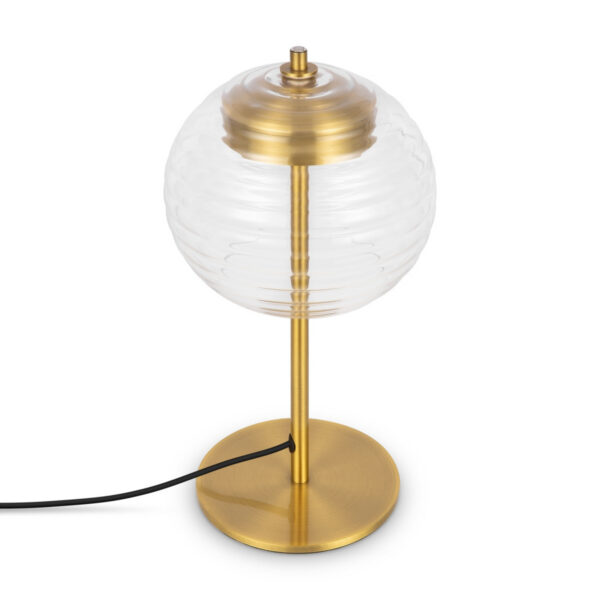 Lampe à poser Rueca avec base en métal plat rond et abat-jour en verre au design contemporain par Maytoni