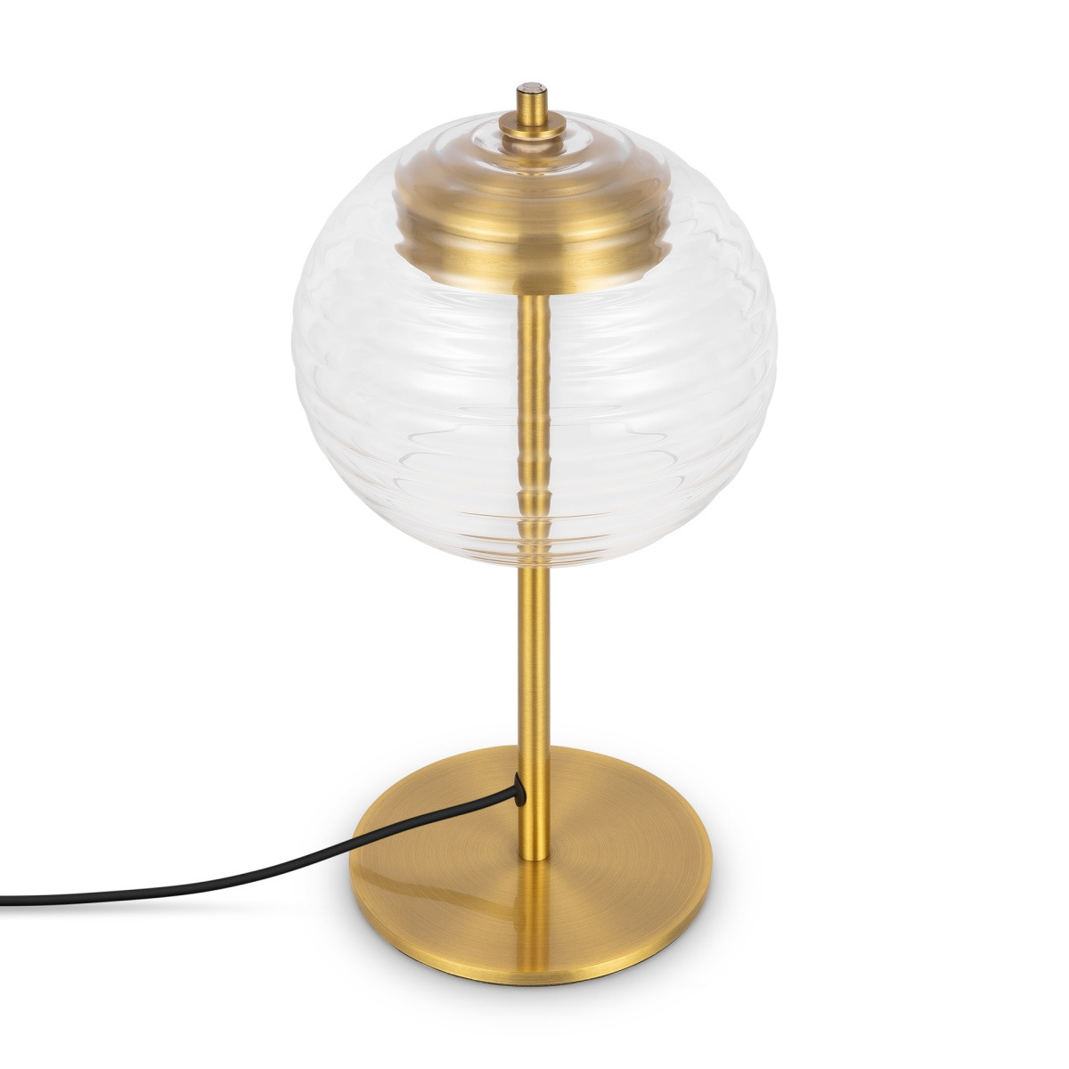 Lampe à poser Rueca avec base en métal plat rond et abat-jour en verre au design contemporain par Maytoni