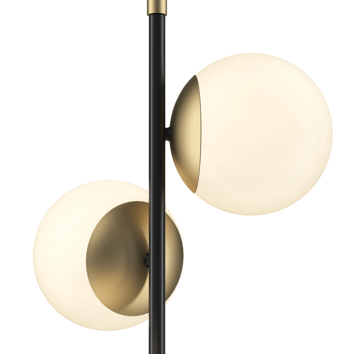 Lampadaire Nostalgia base en métal avec 3 diffuseurs en verre blanc par Maytoni