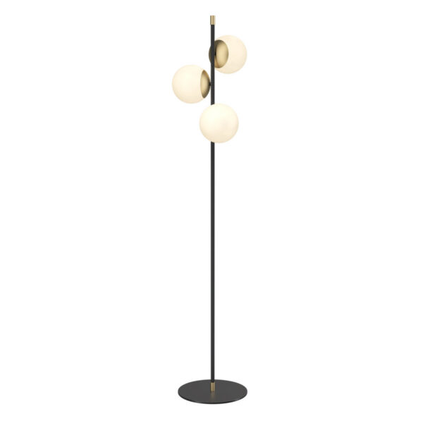Lampadaire Nostalgia base en métal avec 3 diffuseurs en verre blanc par Maytoni