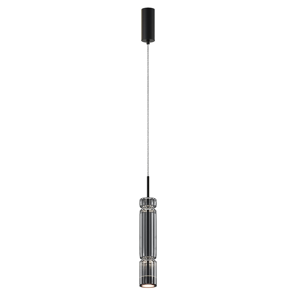 Suspension Ordo base en métal avec diffuseur en verre cylindrique avec un motif en relief au design contemporain par Maytoni