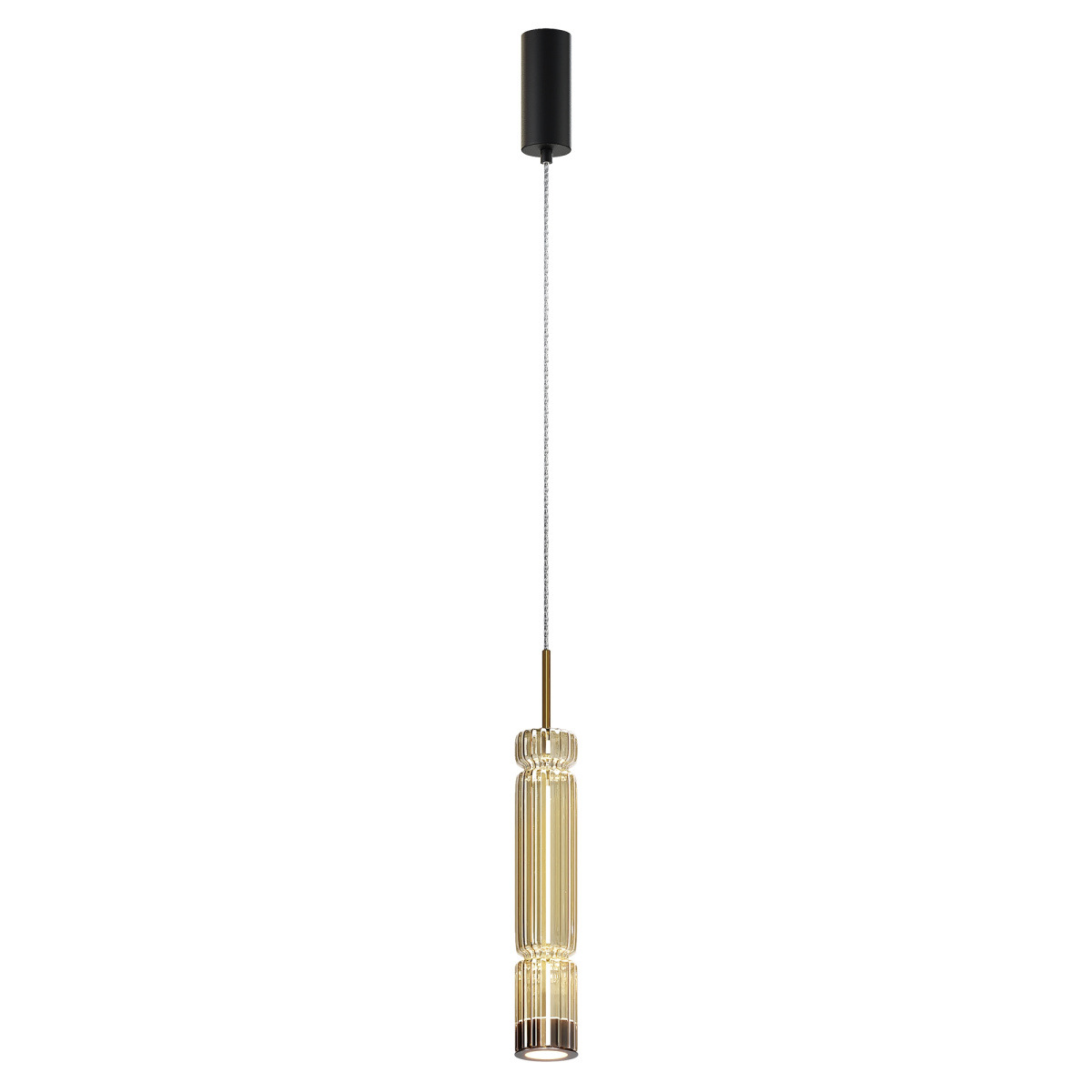Suspension Ordo base en métal avec diffuseur en verre cylindrique avec un motif en relief au design contemporain par Maytoni