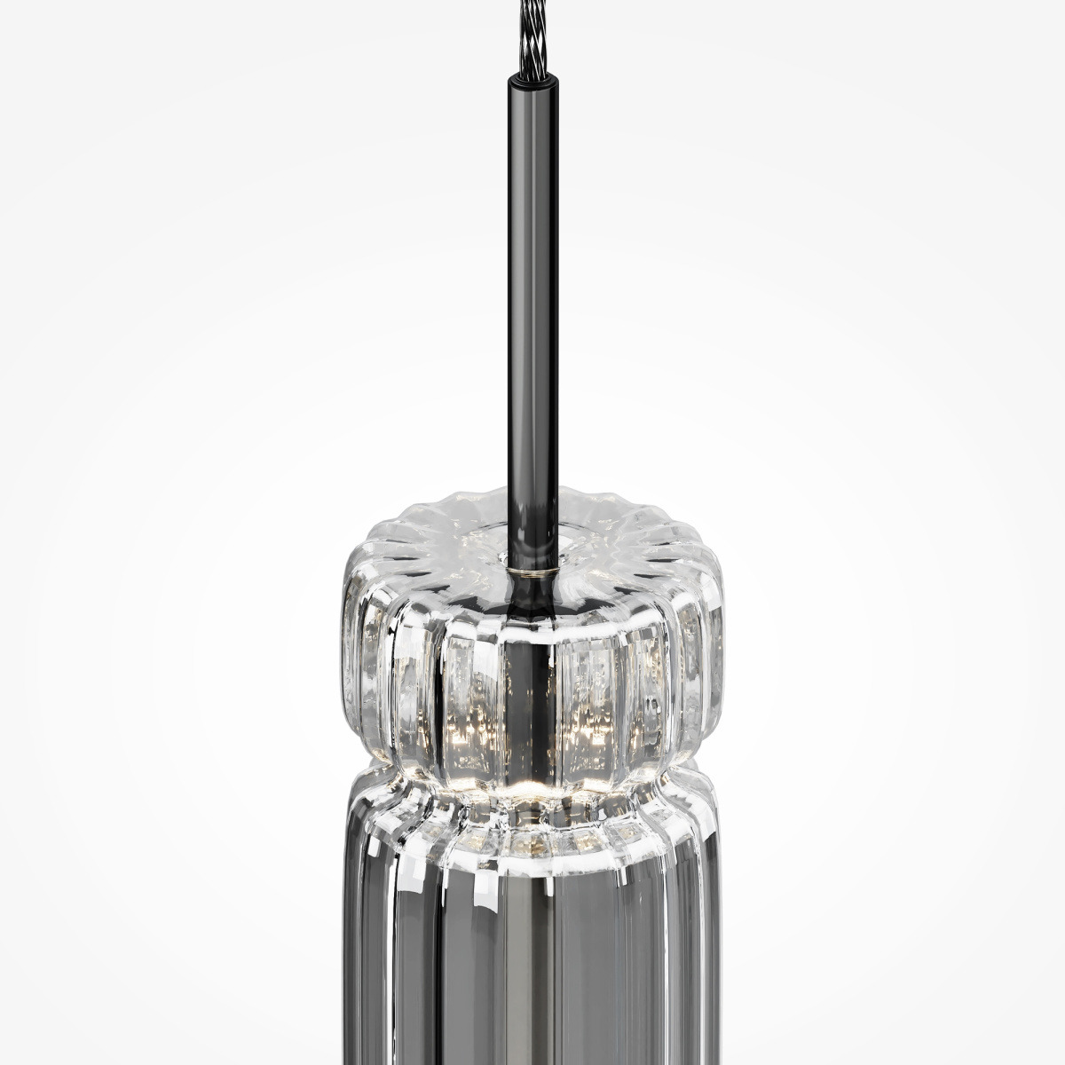 Suspension Ordo base en métal avec diffuseur en verre cylindrique avec un motif en relief au design contemporain par Maytoni Suspension Ordo base en métal avec diffuseur en verre cylindrique avec un motif en relief au design contemporain par Maytoni