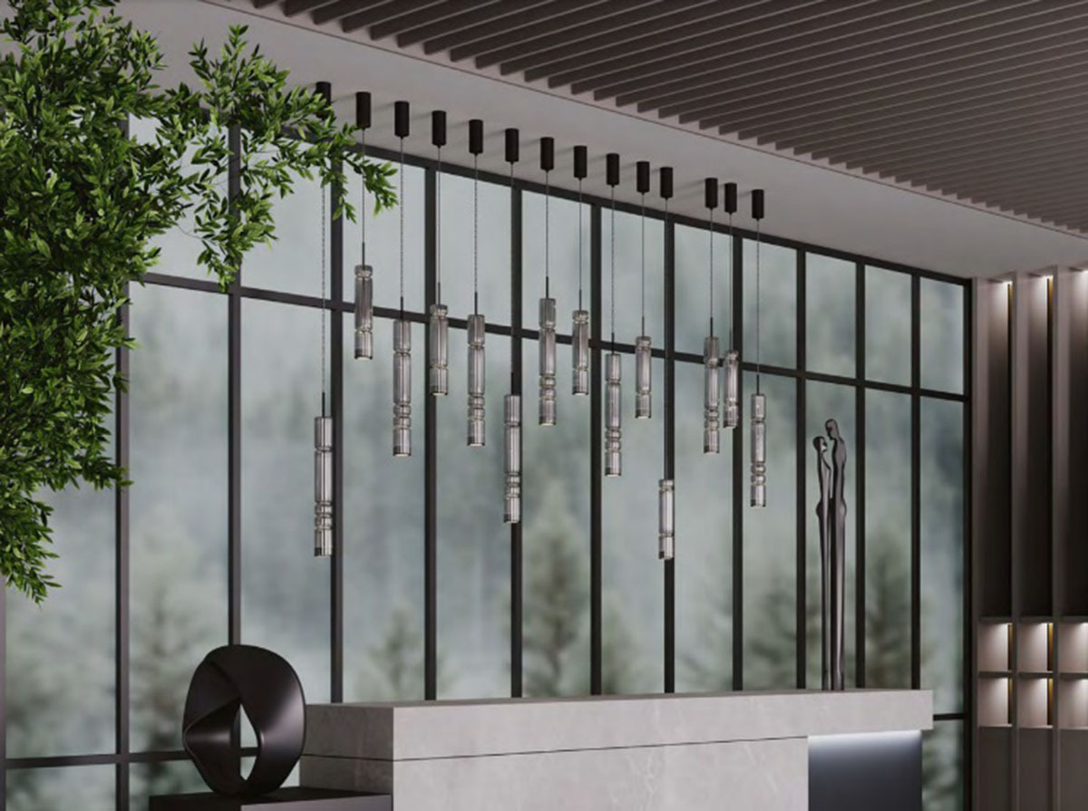 Suspension Ordo base en métal avec diffuseur en verre cylindrique avec un motif en relief au design contemporain par Maytoni Suspension Ordo base en métal avec diffuseur en verre cylindrique avec un motif en relief au design contemporain par Maytoni
